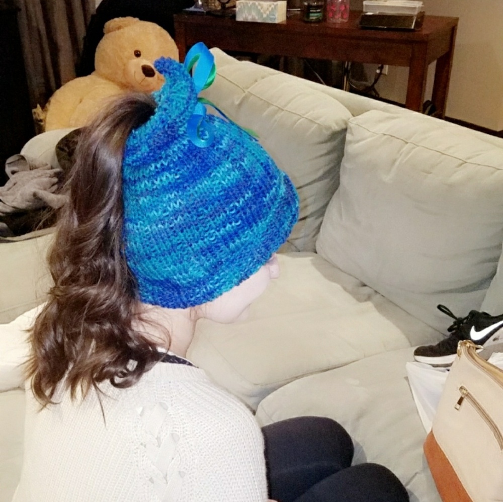 Homemade Hats with and without ponytail holder!